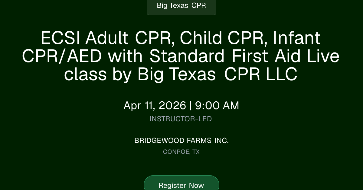 ECSI Adult CPR, Child CPR, Infant CPR/AED with Standard First Aid Live ...
