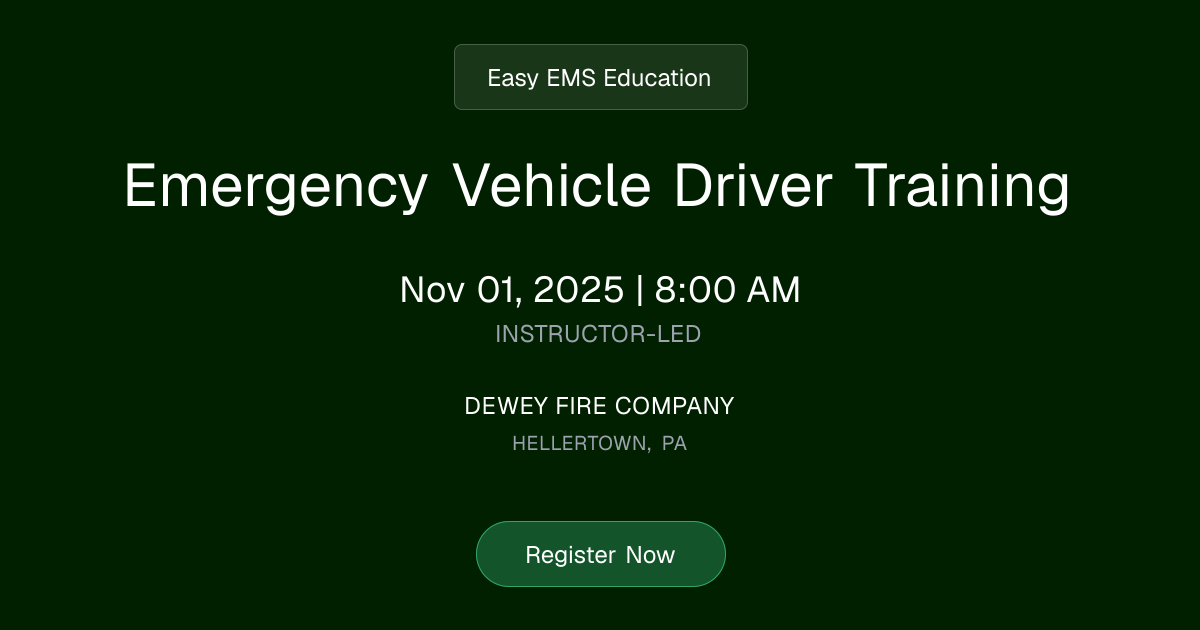 Emergency Vehicle Driver Training | Nov 01, 2025 Class Schedule | Easy ...